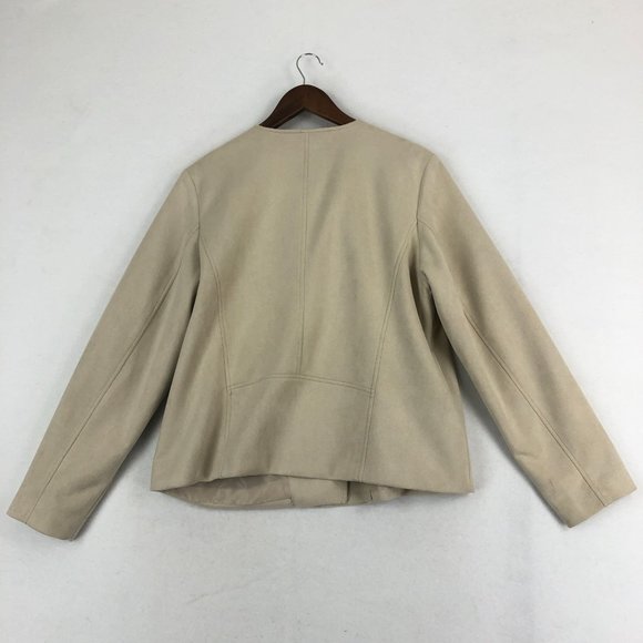Apt. 9 Women's Size X-Large Beige Faux Suede Long Sleeve Asymmetrical Zip Jacket - Picture 11 of 11
